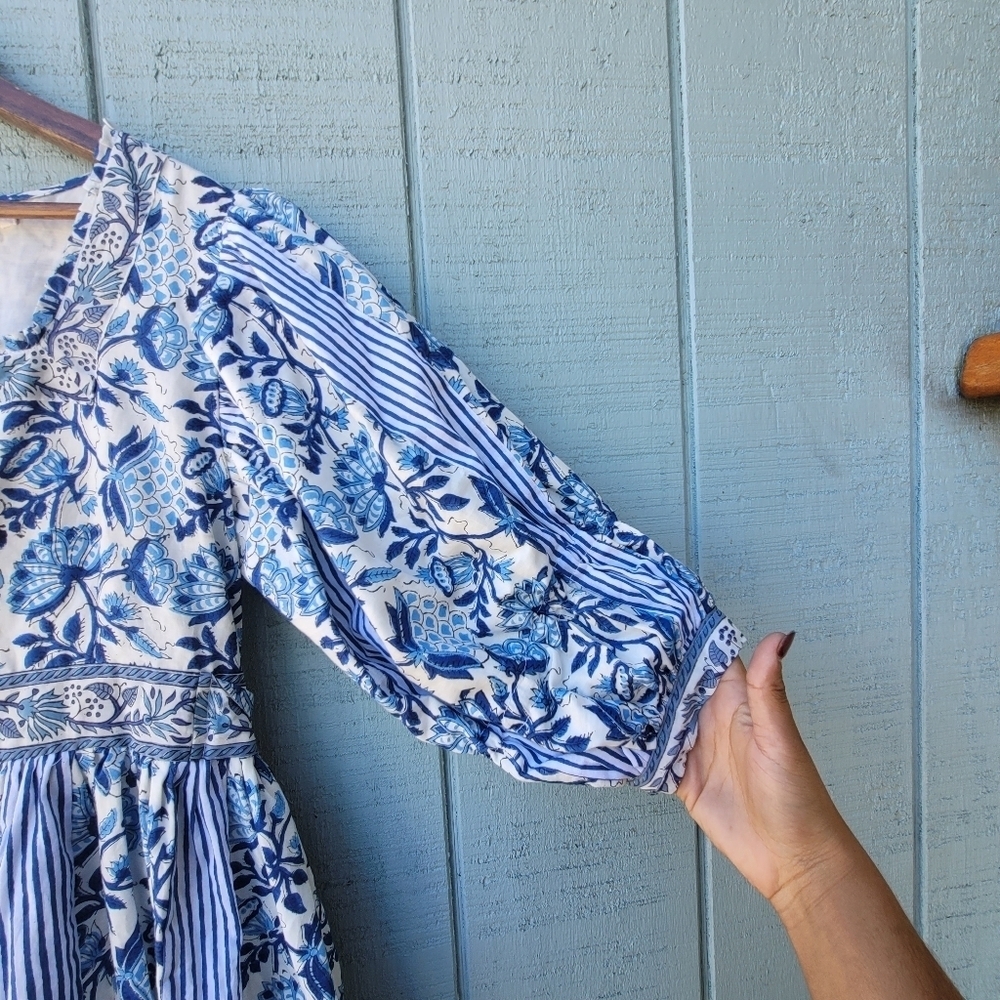 Cynthia Cazort Collins Floral Midi Dress size S/M Blue White - Picture 4 of 13